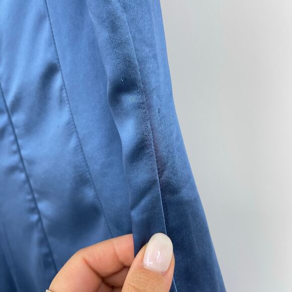 MORE TO COME | NWT Orana Mini Dress in Blue Satin Square Neck Sheath XS - Picture 11 of 13